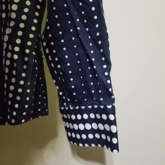 Jones New York Blouse Navy White Shirt Polka Dots Large Modern Office - Picture 5 of 6
